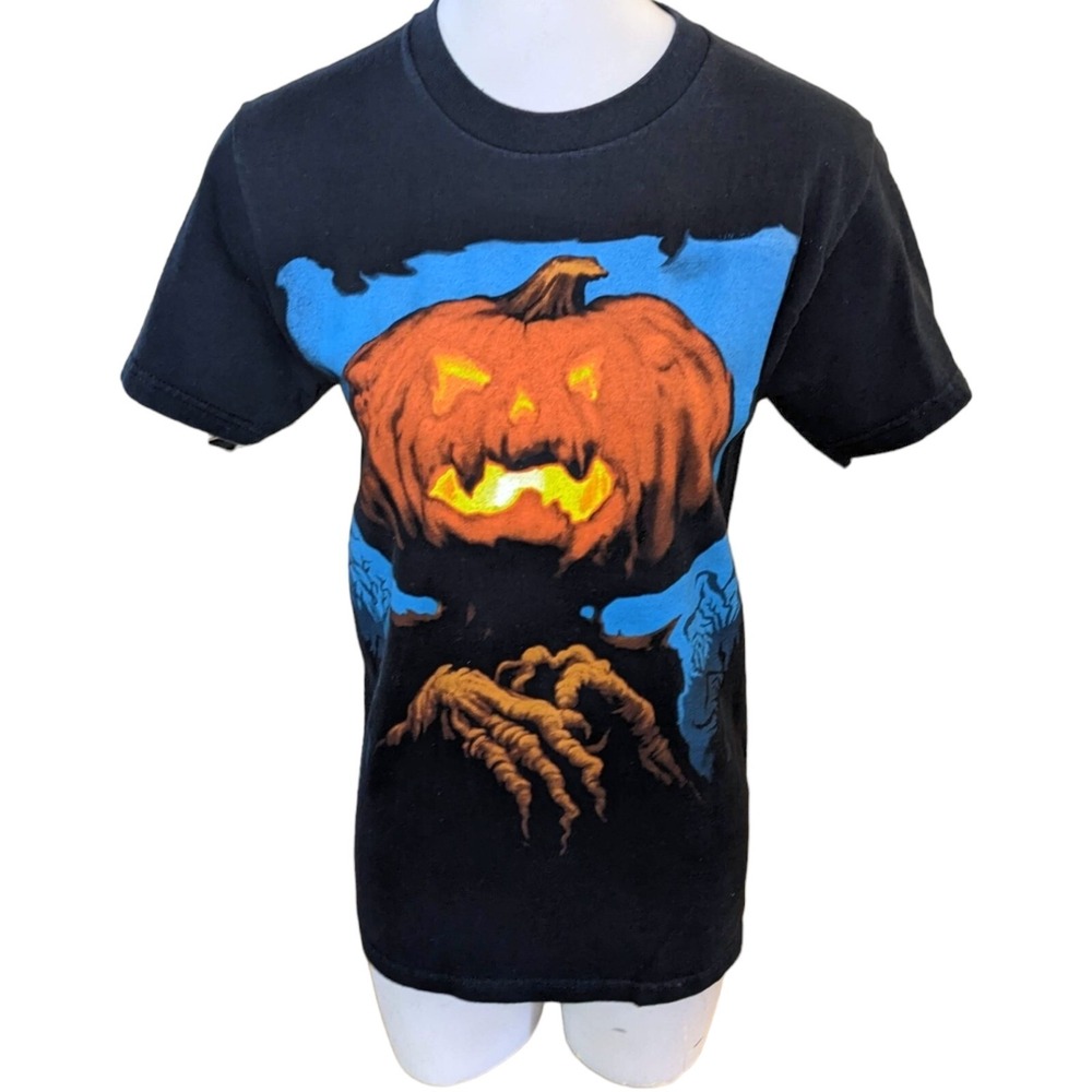 Wes Benscoter Pumpkin Face T-shirt Adult Small Unisex Halloween Vintage Black